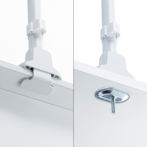 モニターアーム（ディスプレイアーム・2画面左右・デュアルモニター・薄型クランプ・耐荷重各9kg・32インチまで対応・ホワイト）