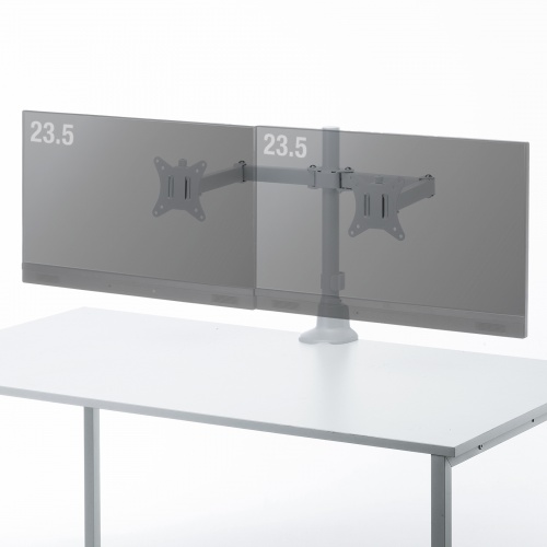 モニターアーム（ディスプレイアーム・2画面左右・デュアルモニター・薄型クランプ・耐荷重各9kg・32インチまで対応・ホワイト）
