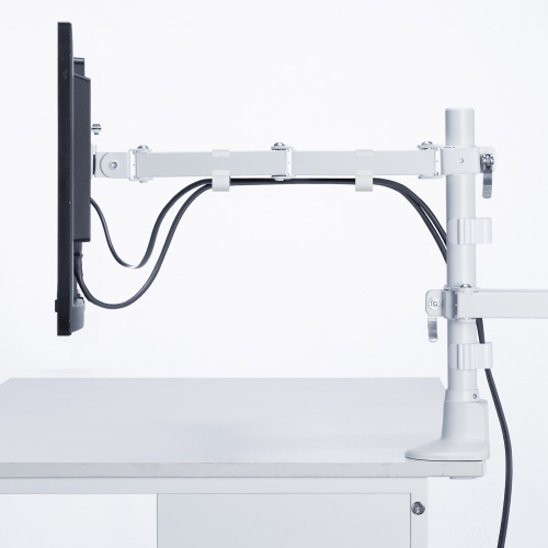 モニターアーム（ディスプレイアーム・2画面左右・デュアルモニター・薄型クランプ・耐荷重各9kg・32インチまで対応・ホワイト）
