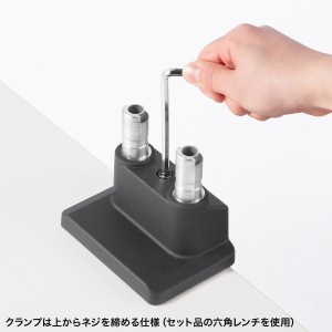 モニターアーム（デュアル・2画面・薄型クランプ・32インチ対応・ガススプリング式・耐荷重1～9kg・ブラック）