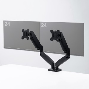 モニターアーム（2画面・デュアル・横2枚・32インチまで・耐荷重8kg・ガススプリング式・クランプ式対応・グロメット式対応） CR-LAC2405BK サンワサプライ 
