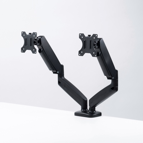 モニターアーム（2画面・デュアル・横2枚・32インチまで・耐荷重8kg・ガススプリング式・クランプ式対応・グロメット式対応） CR-LAC2405BK サンワサプライ