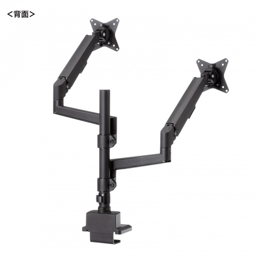 モニターアーム（ディスプレイアーム・2画面上下左右・デュアルモニター・ガススプリング・薄型クランプ・耐荷重各1から9kg・32インチまで対応・ブラック）
