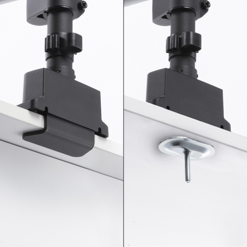 モニターアーム（ディスプレイアーム・2画面上下左右・デュアルモニター・ガススプリング・薄型クランプ・耐荷重各1から9kg・32インチまで対応・ブラック）