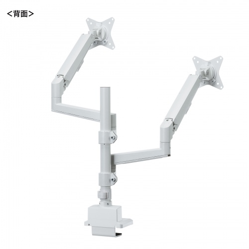 モニターアーム（ディスプレイアーム・2画面上下左右・デュアルモニター・ガススプリング・薄型クランプ・耐荷重各1から9kg・32インチまで対応・ホワイト）