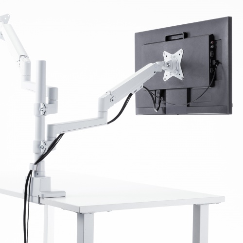 モニターアーム（ディスプレイアーム・2画面上下左右・デュアルモニター・ガススプリング・薄型クランプ・耐荷重各1から9kg・32インチまで対応・ホワイト）