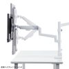モニターアーム（ディスプレイアーム・2画面上下左右・デュアルモニター・ガススプリング・薄型クランプ・耐荷重各1から9kg・32インチまで対応・ホワイト）