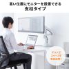 モニターアーム（ディスプレイアーム・2画面上下左右・デュアルモニター・ガススプリング・薄型クランプ・耐荷重各1から9kg・32インチまで対応・ホワイト）