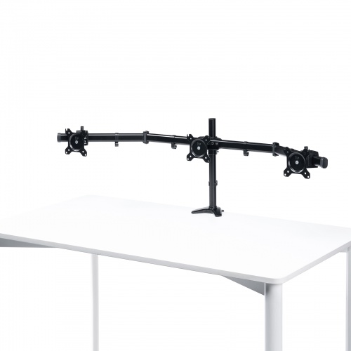 モニターアーム（3画面・27インチ対応・左右・クランプ固定・多関節・ブラック）