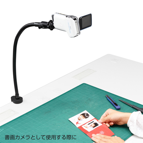 サンワサプライ】カメラ用アームタイプスタンド(クランプ式・ブラック