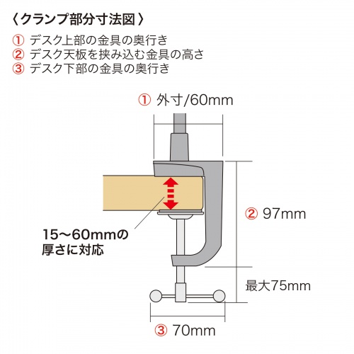 カメラ用フレキシブルアームスタンド（クランプ式・1/4インチネジ・WEBカメラ・デジカメ・ハンディカム対応）CR-LACAM3