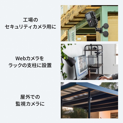 カメラマウント（マグネット・カメラ固定・マグネットベース・角度調整・ボールジョイント搭載・平面・球面用）