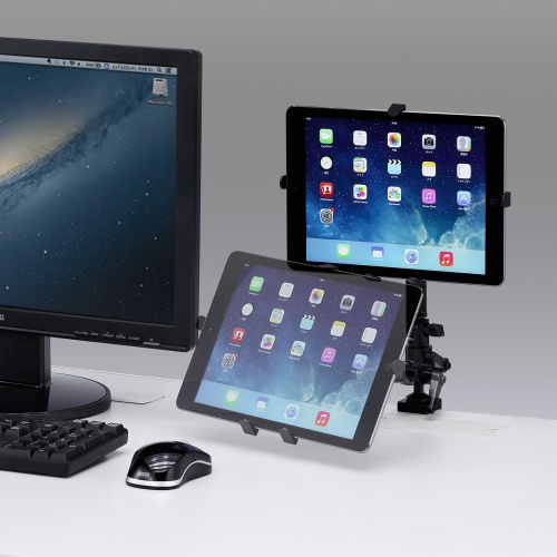 クランプ式タブレットアーム（デスク取付け用・7～11インチ対応・4関節・フレキシブルアーム・iPad対応）CR-LATAB14N