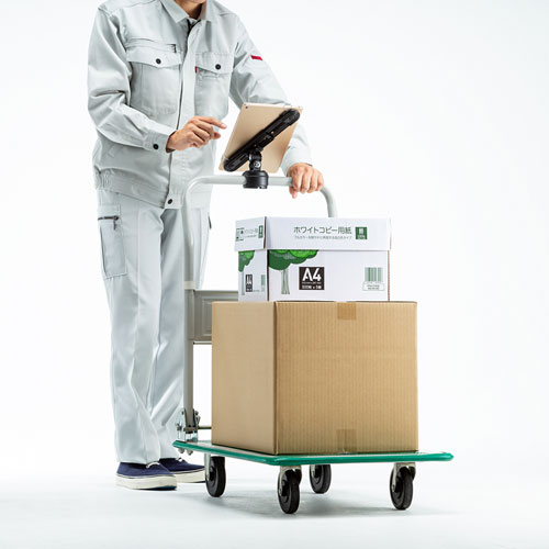 タブレットアーム(フレキシブルアーム・7～12インチ対応・ポール取り付け・丸パイプ・360度回転)