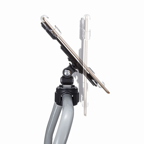 タブレットアーム(フレキシブルアーム・7～12インチ対応・ポール取り付け・丸パイプ・360度回転)