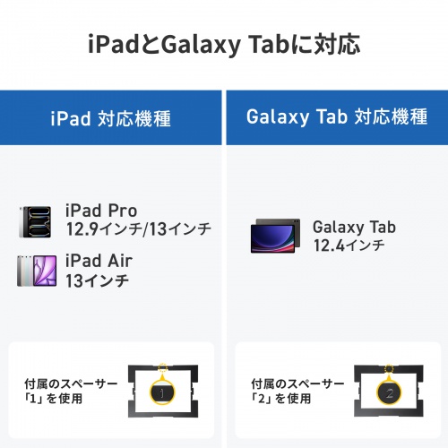 タブレット セキュリティケース（iPad・Galaxy・Tab・タブレット・12.9インチ・13インチ・鍵付き・タブレットケース・盗難防止・VESA対応・タブレットホルダー・タブレット固定）