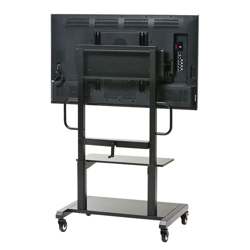 【アウトレット･訳あり・セール】テレビスタンド｜業務用・昇降・キャスター・棚付き【CR-PL102SCBK】