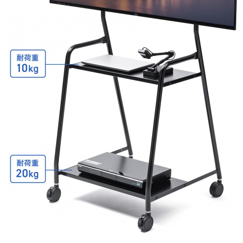 移動式ディスプレイスタンド（32～50型対応・大型キャスター付き・シンプル・スリムタイプ）