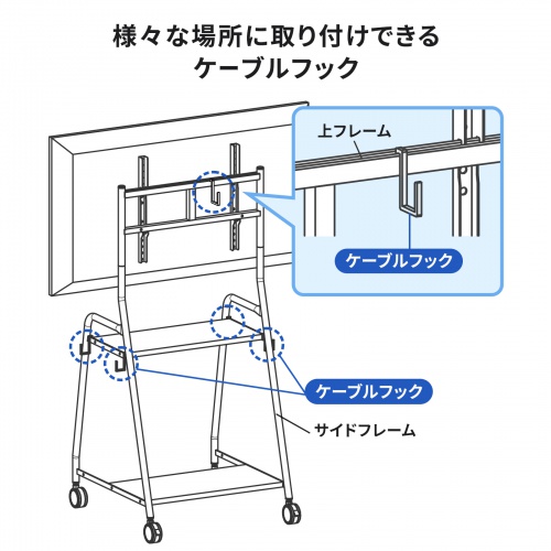 移動式ディスプレイスタンド（32～50型対応・大型キャスター付き・シンプル・スリムタイプ）