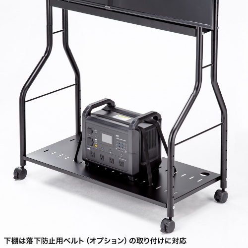 テレビスタンド（ディスプレイスタンド・40～65インチ対応・ディスプレイ耐荷重60kg・中棚・下棚・ディスプレイブラケット・大型キャスター付き） CR-PL58BK サンワサプライ