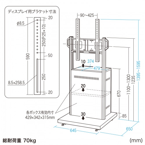 デジタルサイネージ スタンド JAPANNEXT デジタルサイネージスタンド JN-DS3265-CA 32インチから65