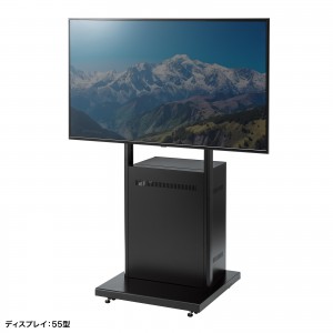 デジタルサイネージスタンド（テレビスタンド・42～55インチ対応・ハイタイプ・ディスプレイスタンド ・機器収納ボックス付）