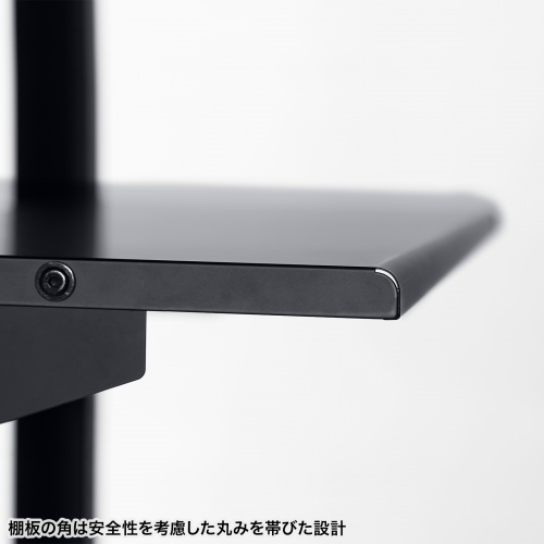 テレビスタンド（ハイタイプ・キャスター付き・55～100インチ対応・高耐荷重・日本製・棚板付き・ブラック）