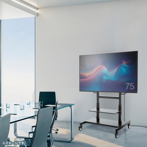 テレビスタンド（100型・100インチ対応・上下昇降・高耐荷重・110kg・手動・ディスプレイスタンド・キャスター付・ハイタイプ）