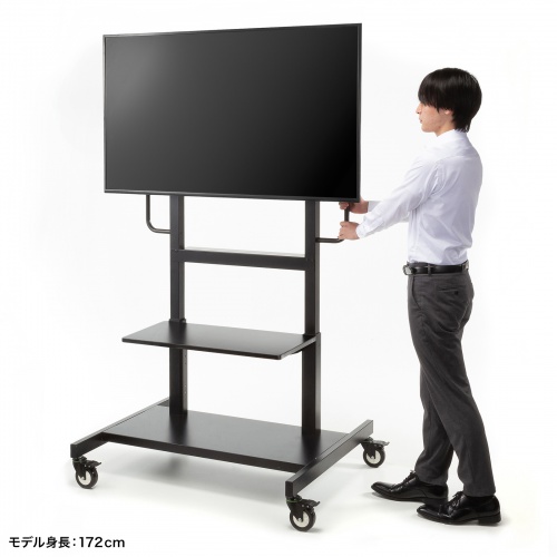 テレビスタンド（100型・100インチ対応・上下昇降・高耐荷重・110kg・手動・ディスプレイスタンド・キャスター付・ハイタイプ）