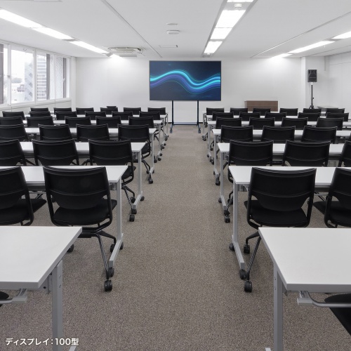 電動昇降ディスプレイスタンド（60～100インチ対応・キャスター付き・高耐荷重110kg）