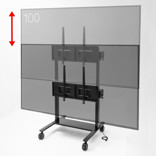 電動昇降ディスプレイスタンド（60～100インチ対応・キャスター付き・高耐荷重110kg）