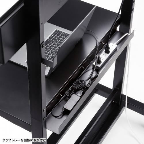 テレビスタンド（キャスター付・60インチ・100インチ対応・高さ調整・タップトレー付・収納棚板付・ディスプレイスタンド・会議室・学校・サイネージ用）