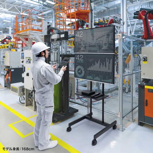 テレビスタンド（2面対応・上下2段・ハイタイプ・キャスター・65インチ対応・高さ変更対応）