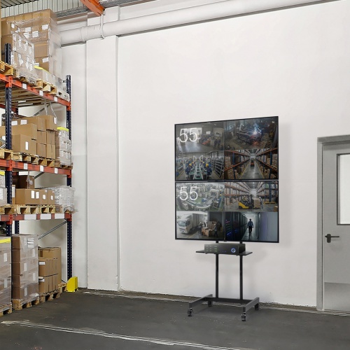 テレビスタンド（2面対応・上下2段・ハイタイプ・キャスター・65インチ対応・高さ変更対応）