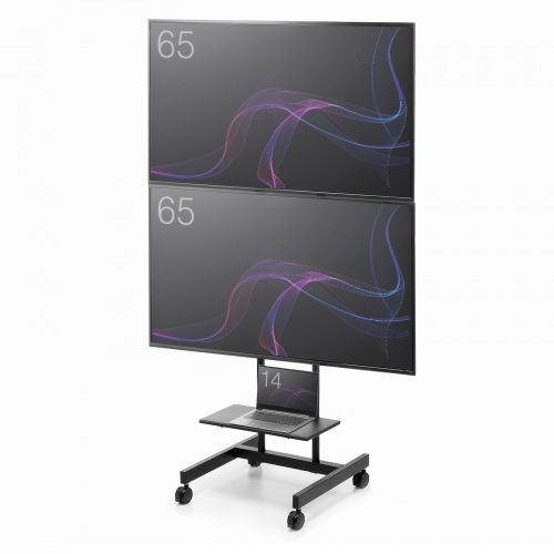 テレビスタンド（2面対応・上下2段・ハイタイプ・キャスター・65インチ対応・高さ変更対応）