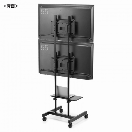テレビスタンド（2面対応・上下2段・ハイタイプ・キャスター・65インチ対応・高さ変更対応）