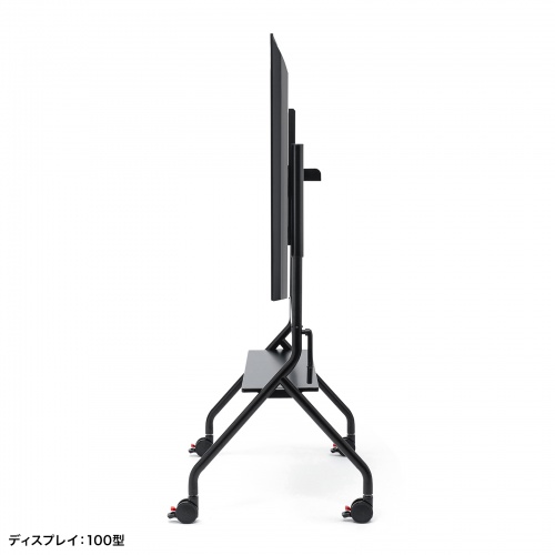 ディスプレイスタンド（キャスター付き・60インチ-100インチ対応・手動昇降・電子黒板・大型モニター・大型棚板付き・学校・会議室・サイネージ）