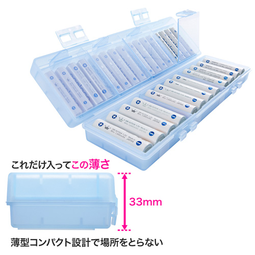 【訳あり 新品】電池ケース単三形(単四形対応・大容量タイプ・ブルー) ※箱にキズ、汚れあり