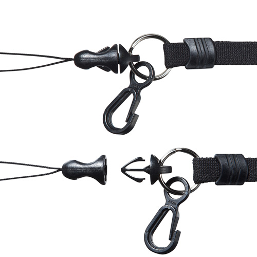 ネックストラップ（スマートフォン・デジタルカメラ用・10mm幅・ブラック・落下防止・ワンタッチ機能） DG-ST16BK サンワサプライ