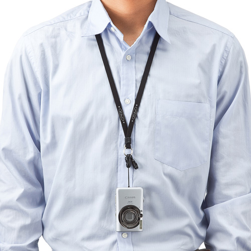 ネックストラップ（スマートフォン・デジタルカメラ用・10mm幅・ブラック・落下防止・ワンタッチ機能） DG-ST16BK サンワサプライ