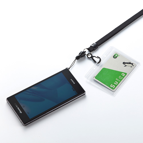 ネックストラップ（デジタルカメラ・スマートフォン用・ブラック・10mm幅・ワンタッチ・落下防止・安全パーツ付き） DG-ST17BK サンワサプライ