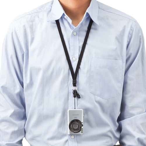 ネックストラップ（デジタルカメラ・スマートフォン用・ブラック・10mm幅・ワンタッチ・落下防止・安全パーツ付き） DG-ST17BK サンワサプライ