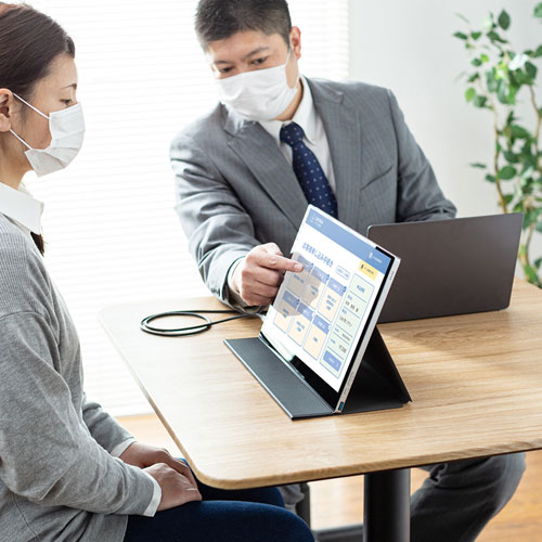 モバイルモニター（モバイルディスプレイ・ポータブルモニター・タッチパネル内蔵・フルHD・Type-C接続・15.6インチ・持ちはこび） DP-02 サンワサプライ