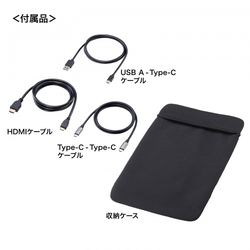 モバイルモニター（15.6型・スタンド一体型・Type C接続対応・2K・フルHD・FHD・モバイルディスプレイ・IPS液晶パネル・ケース付）