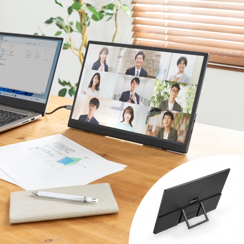 モバイルモニター（15.6型・スタンド一体型・Type C接続対応・2K・フルHD・FHD・モバイルディスプレイ・IPS液晶パネル・ケース付）