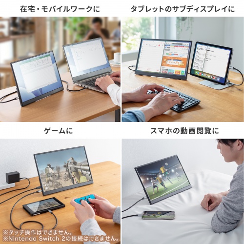 モバイルモニター(14インチ・スタンド対応・USB Type-C接続・HDMI・1920×1200・WUXGA・モバイルディスプレイ）