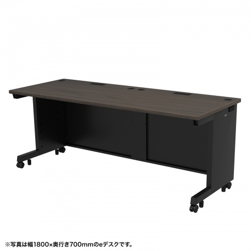 eデスク セミーオーダーデスク 特注 オフィスデスク パソコンデスク 濃い木目 幅180cm 奥行80cm 高さ70cm【受注生産品】