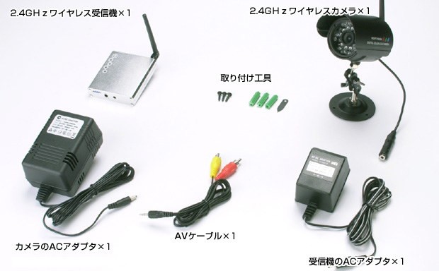 ワイヤレス監視カメラと受信機セット
