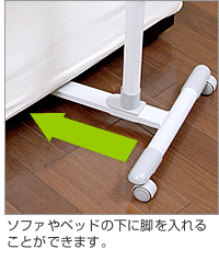 サイドテーブル（ベッド・ソファー・キャスター・移動・高さ調節・ノートパソコン・白）