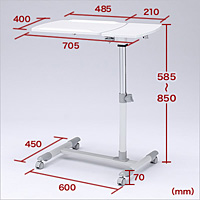 サイドテーブル（ベッド・ソファー・キャスター・移動・高さ調節・ノートパソコン・白）